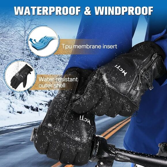 NWT MCTi Winter Gloves for Men Waterproof Warm for Cold Weather Touchscreen Med - Picture 4 of 5